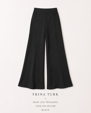 Trina Turk Size 4 Wide Leg Trousers Black High Rise Career Pants